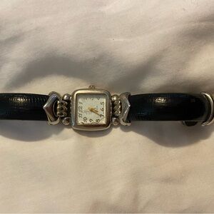 Elegant Black Leather Women's Watch